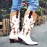 Large Size Women Pointed Toe Splicing High Square Heel Long Cowboy Boots