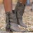 Plus Size Women Tassel Side Zipper Chunky Heel Mid-calf Cowboy Boots